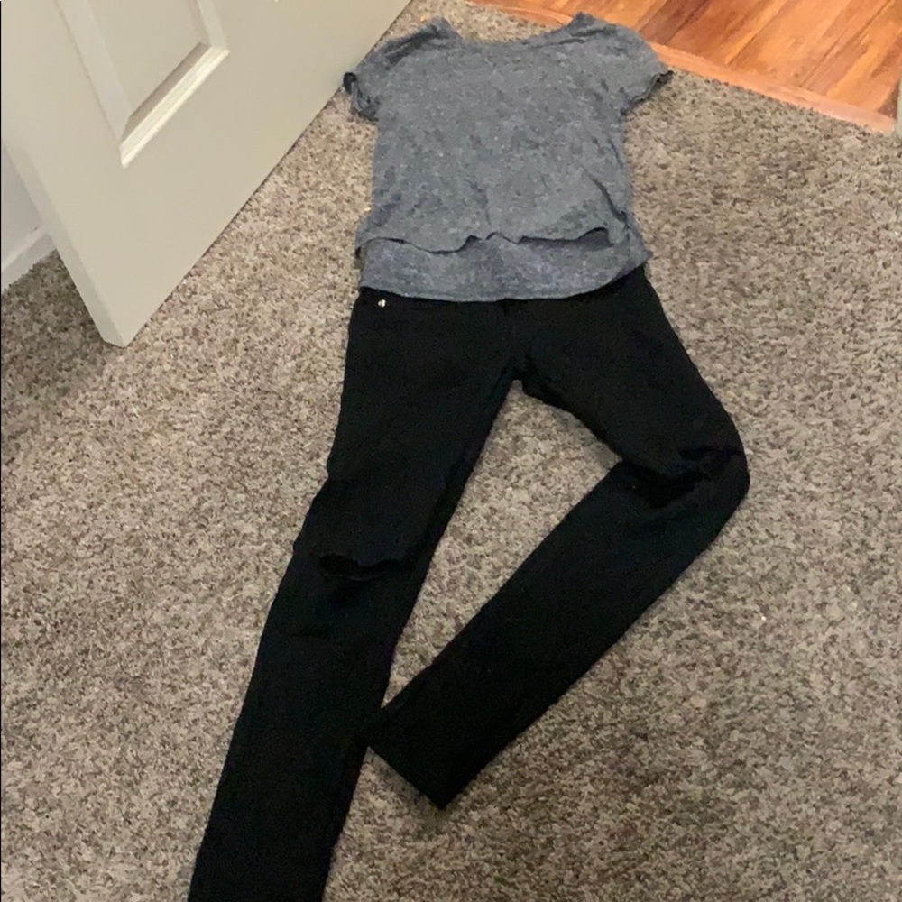 Shut with black pants